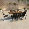 Image de ID MARKET Ensemble table 90-180 cm extensible et 8 chaises chaises POLY gris foncé empilable