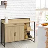 Image de IDMARKET Buffet bas de cuisine 120 CM DETROIT plan de travail H.83 CM 2 portes + tiroir design industriel
