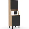 Image de IDMARKET Buffet de cuisine 60 CM CINA 2 portes + tiroir façon hêtre et noir