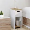 Image de IDMARKET Lot de 2 tables de chevet étroites ANOUK 1 tiroir avec niche blanc et bois