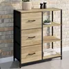 Image de ID MARKET buffet dappoint 3 tiroirs et étagères 70 cm Moderne bois