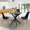 Image de IDMARKET Table à manger ronde ALIX 4 personnes pied araignée noir et plateau bois foncé HAWKINS 80 cm