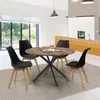 Image de IDMARKET Table à manger ronde ALIX 6 personnes pied araignée noir et plateau bois foncé HAWKINS 110 cm