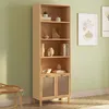 Image de IDMARKET Etagère bibliothèque 4 niveaux avec placard EDHEN cannage et bois