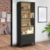 Image de IDMARKET Etagère bibliothèque 5 niveaux avec placard ESTER portes métal noir et plateau bois design industriel