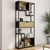 Image de IDMARKET Etagère bibliothèque 6 niveaux asymétrique DETROIT avec tiroir design industriel 161 cm