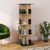 Image de IDMARKET Etagère bibliothèque rotative 4 niveaux RAPHA noir et effet bois