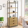 Image de IDMARKET Etagère bibliothèque 4 niveaux avec 3 tiroirs DETROIT design industriel 170 cm