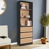 Image de IDMARKET Etagère bibliothèque CARLA 3 niveaux 3 tiroirs noir et effet bois 190 cm