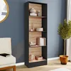 Image de IDMARKET Etagère bibliothèque CARLA 5 niveaux noir et effet bois 190 cm
