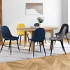Image de IDMARKET Lot de 6 chaises de salle à manger DALI vintage bleu gris foncé gris clair et jaune