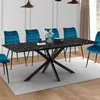 Image de IDMARKET Table à manger extensible rectangle ALIX 6-10 personnes pied araignée noir et plateau effet marbre noir ALASKA 160-200 cm