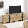Image de ID MARKET meuble tv PHOENIX 4 portes 180 cm bois clair à poser avec rangement
