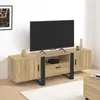 Image de ID MARKET meuble tv PHOENIX 2 portes et 1 tiroir 160 cm bois clair à poser