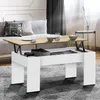 Image de IDMARKET Table basse plateau relevable rectangulaire TARA bois blanc et imitation hêtre