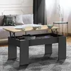 Image de IDMARKET Table basse plateau relevable rectangulaire TARA bois noir et imitation hêtre