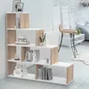Image de IDMARKET Bibliothèque escalier LINA bois façon hêtre et blanc
