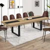 Image de IDMARKET Table à manger extensible rectangle PHOENIX 6-12 personnes bois et noir bande centrale noire 200-300 cm