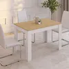 Image de IDMARKET Table à manger rectangle ROZY 4 personnes blanc plateau façon hêtre 110 cm