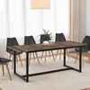 Image de IDMARKET Table à manger extensible rectangle HAWKINS 6-10 personnes bois foncé 160-200 cm