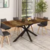 Image de IDMARKET Table à manger extensible rectangle ALIX 6-10 personnes pied araignée noir et plateau bois foncé HAWKINS 160-200 cm