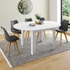 Image de IDMARKET Table à manger extensible ronde DONA 4-8 personnes blanc 110-150 cm