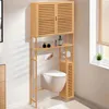 Image de IDMARKET Meuble WC 3 en 1 avec armoires de rangement bambou BEA