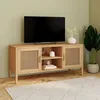 Image de ID MARKET meuble tv EDHEN 2 portes 110 cm bois clair à poser