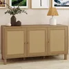 Image de ID MARKET buffet HANAE 3 portes 113 cm Cannage bois cannage