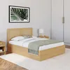 Image de IDMARKET Lit coffre double EDHEN avec tête de lit cannage et sommier 140 x 190 cm coloris bois