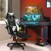 Image de IDMARKET Fauteuil de gaming ALEX réglable avec repose-pied coussin de tête et coussin lombaire noir blanc et gris