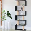 Image de IDMARKET Etagère bibliothèque SOFIA forme S bois façon hêtre et noir 189 cm
