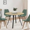 Image de IDMARKET Table à manger fixe ronde YSEULT 4-6 personnes bois et noir design industriel 110 cm