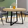 Image de IDMARKET Table à manger fixe ronde SELMA 4-6 personnes bois et noir 110 cm