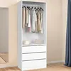 Image de IDMARKET Dressing TAYLOR 80 x 55 x 200 cm 1 module avec penderie + 3 tiroirs blanc