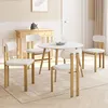 Image de IDMARKET Lot de 4 chaises de salle à manger ESMA en bouclette blanc