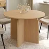 Image de IDMARKET Table à manger fixe ronde ABY 6 personnes bois effet hêtre 110 cm