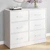 Image de IDMARKET Commode 6 tiroirs en tissu UPPAH 80 cm meuble de rangement bois blanc