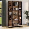 Image de IDMARKET Bibliothèque coulissante ALPHONSE 5 niveaux 15 niches bois et noir