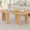 Image de IDMARKET Lot de 2 tables basses gigognes COLINE 70/50 bois façon hêtre