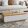 Image de IDMARKET Table basse TOMI 110 cm avec porte façon hêtre et blanc
