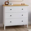 Image de IDMARKET Commode 3 tiroirs ACHILLE 80 cm bois blanc plateau bois