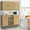 Image de IDMARKET Buffet de cuisine 120 CM DETROIT 5 portes + tiroirs + range-bouteilles design industriel