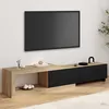 Image de ID MARKET meuble tv RAPHAEL 2 portes et 2 tiroirs 200 cm noir à poser extensible