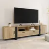 Image de ID MARKET meuble tv PHOENIX 2 portes et 2 tiroirs 200 cm bois clair à poser