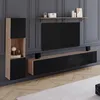 Image de ID MARKET ensemble meuble tv ELIO 4 portes et 2 tiroirs 180 cm noir avec étagères murales