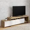Image de IDMARKET Meuble TV 180 cm MALO bois et placards blancs