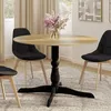Image de IDMARKET Table à manger ronde MARIE 4-6 personnes bois façon hêtre et noir 110 cm