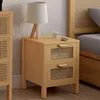 Image de IDMARKET Lot de 2 tables de chevet EDHEN 2 tiroirs cannage et bois