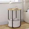 Image de IDMARKET Lot de 2 tables de chevet tables dappoint bout de canapé DETROIT rondes avec panier en tissu design industriel